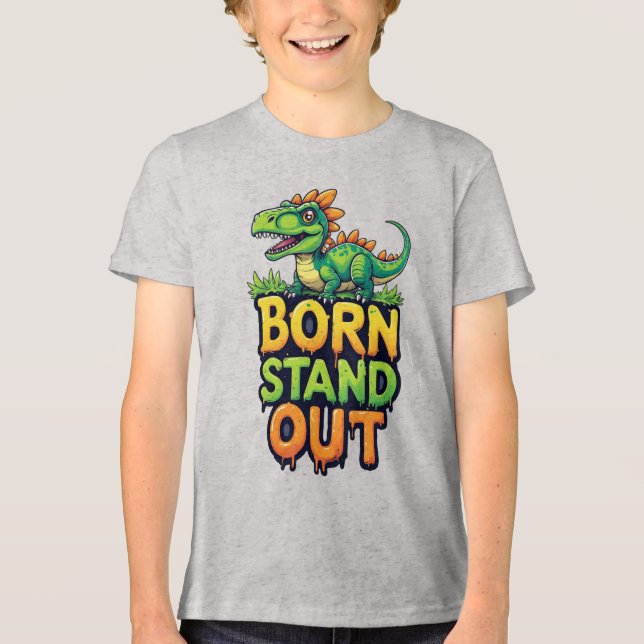 Camiseta Dinossauro Verde Fofo Com Tipografia Negrito (Frente)