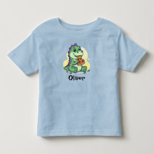Camiseta Dinossauro Verde Fofo Comendo Pizza Pizzasaurus R