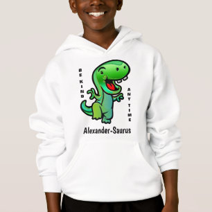 Camiseta Dinossauro Verde Sorridente Seja gentil Crianças 