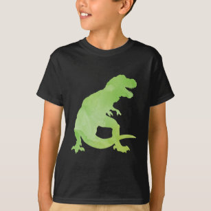 Camiseta Dinossauro verde T-Rex da aguarela dos miúdos