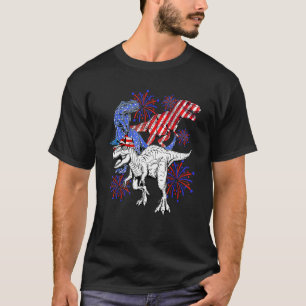 Camiseta Dinossauro Vermelho Azul Rex Dinossauro Engraçado