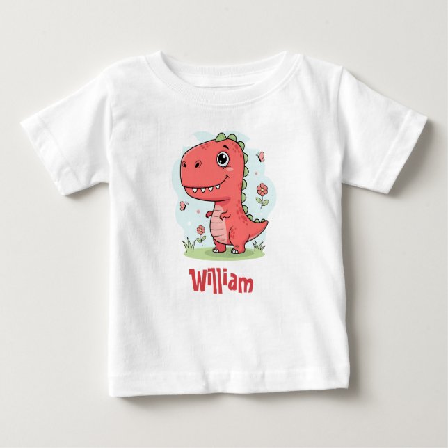 Camiseta Dinossauro Vermelho Bonito (Frente)