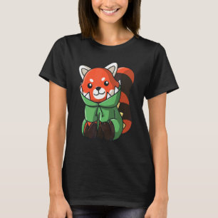 Camiseta Dinossauro Vermelho Panda Figurino Meninas Meninas