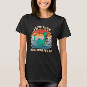 Camiseta Dinossauro Vintage Eu Amo Livros Mais Do Que O Pes