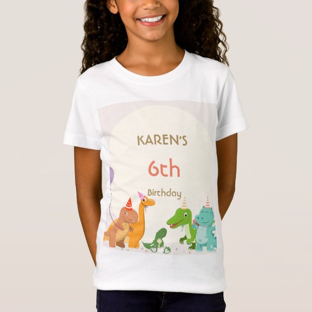 Camiseta Dinossauro Whimsical Princesa Birthday (Frente)