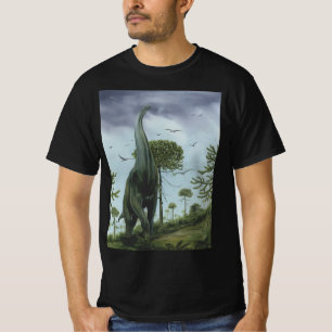 Camiseta Dinossauros Antigos, Sauroposeidon com Pássaros Vo