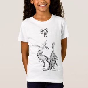 Camiseta Dinossauros Aquarela Crianças Brincam e Rugem