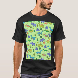 Camiseta Dinossauros Bonitos, Estilo De Cartoon.