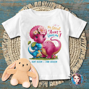 Camiseta Dinossauros cor-de-rosa e azuis Minha tia Excelent