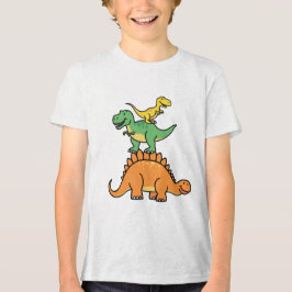 Camiseta Dinossauros De Cartoon Empilhados Crianças Camiset