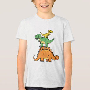 Camiseta Dinossauros De Cartoon Empilhados Crianças Camiset