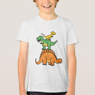 Camiseta Dinossauros De Cartoon Empilhados Crianças Camiset