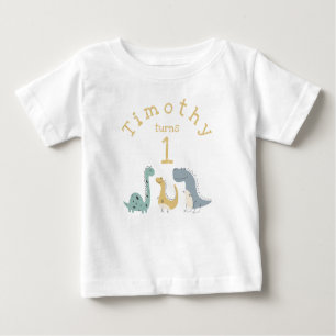 Camiseta Dinossauros de Pastel Cute Personalizáveis Anivers