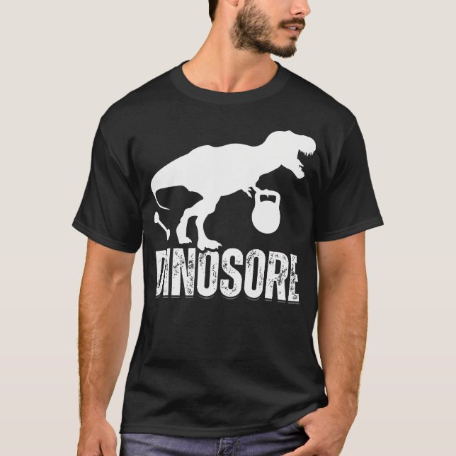 Camiseta Dinossauros Engraçados Fazendo Malhação De Gym Lev (Frente)