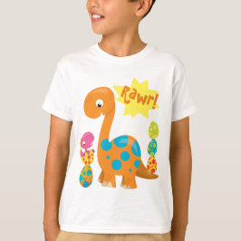 Camiseta Dinossauros Fofos Rawr! Diversão equilibrando ovos