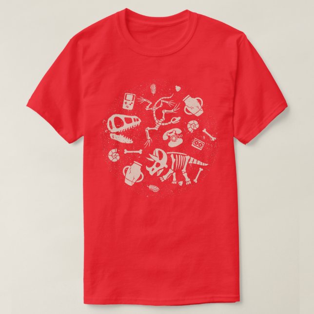 Camiseta Dinossauros Fossils Tecnologia de Vintage (Frente do Design)
