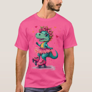Camiseta Dinossauros Patins De Roda Engraçado Trex Quadra D