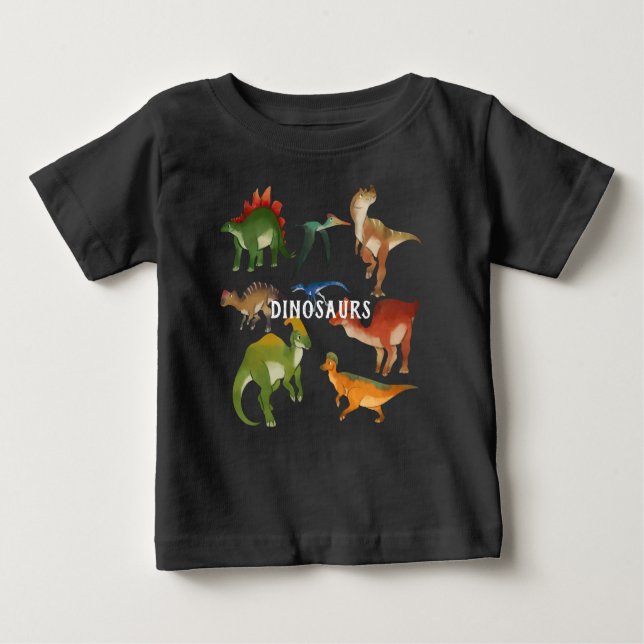 Camiseta Dinossauros personalizados Cores negras (Frente)
