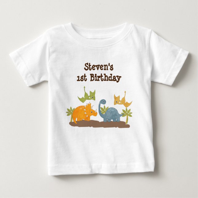 Camiseta Dinossauros primeiros aniversarios Cutes Vida Selv (Frente)