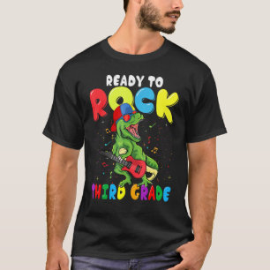 Camiseta Dinossauros Rock 3rd Grade Voltam Para A Escola