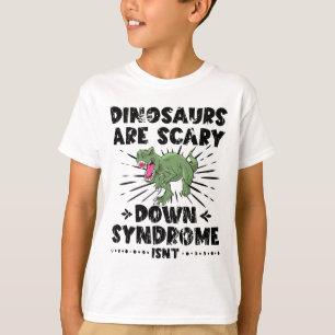 Camiseta Dinossauros São Assustadores Síndrome de Down Não