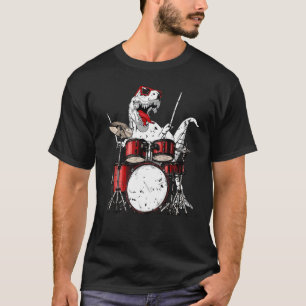 Camiseta Dinossauros Tambores Música Reproduzindo Drummer D
