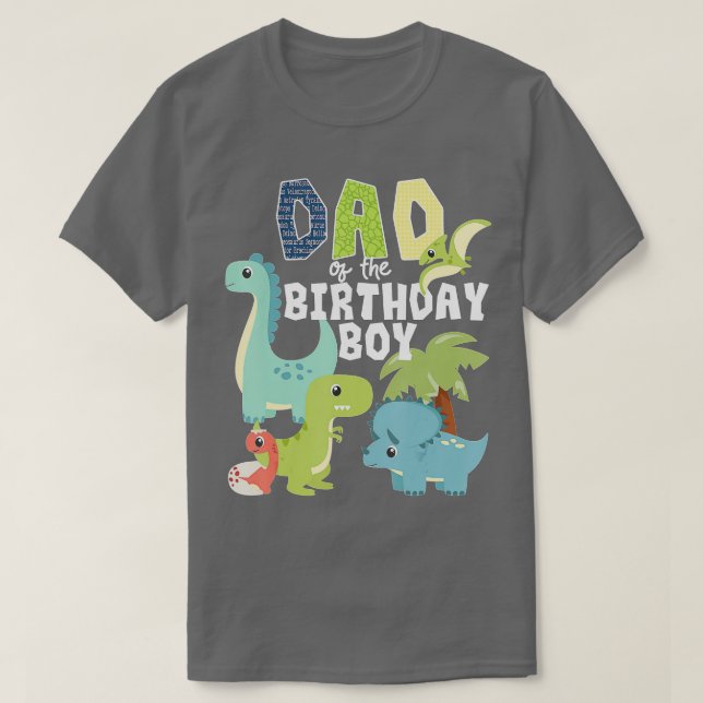 Camiseta Dinossauros Tema Pai De Aniversário Do Aniversário (Frente do Design)