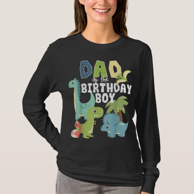 Camiseta Dinossauros Tema Pai De Aniversário Do Aniversário (Frente)