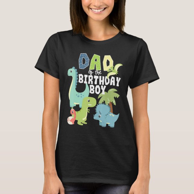 Camiseta Dinossauros Tema Pai De Aniversário Do Aniversário (Frente)