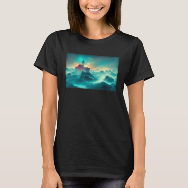 Camiseta Diorama Do Castelo Nas Nuvens Lâmpada De Lava Flui (Frente)