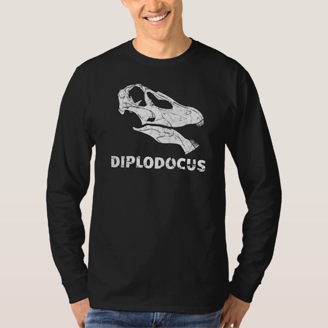 Camiseta Diplodocuments Crânio Fóssil Dinossauro Ossaca Dip (Frente)