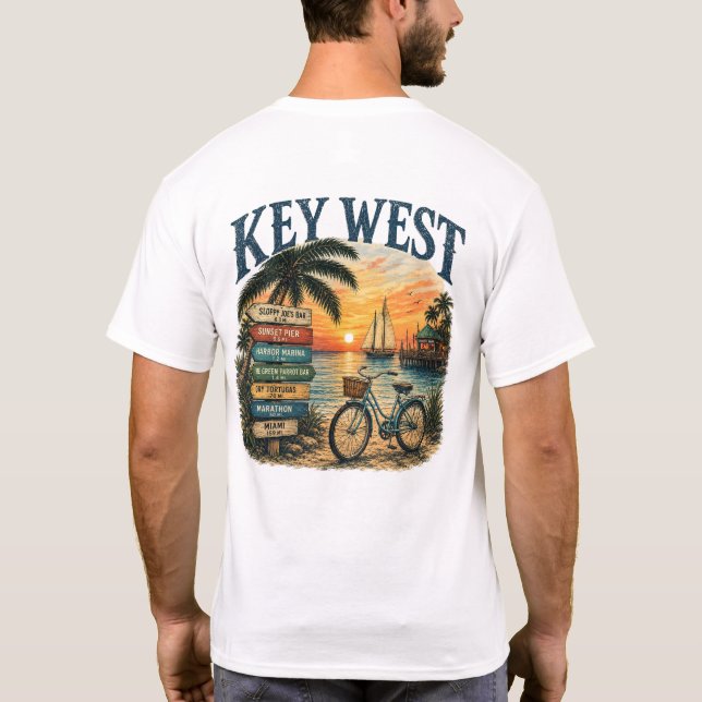 Camiseta Direções de bicicleta de veleiro em Key West (Verso)