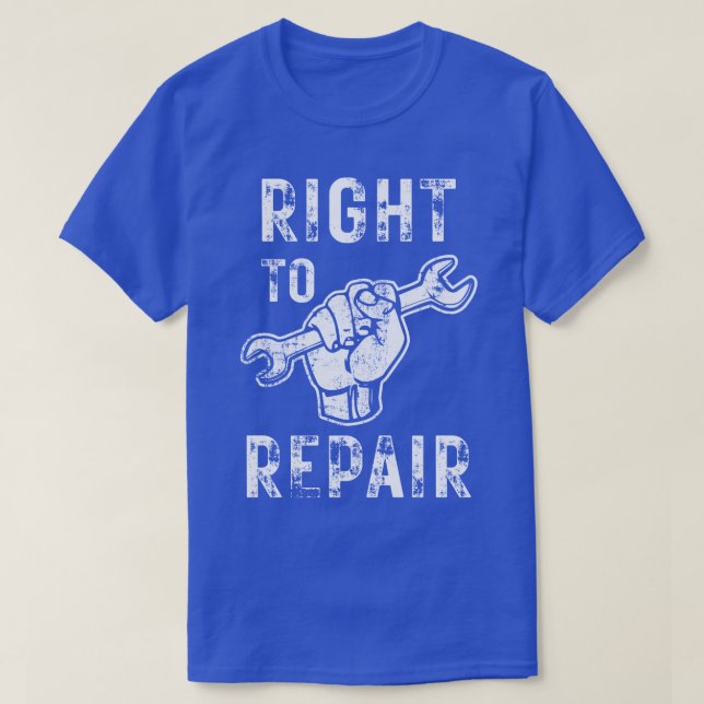 Camiseta Direito de reparar a resistência com a chave ingle (Frente do Design)
