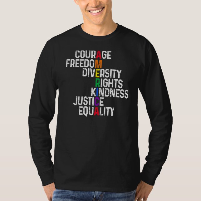 Camiseta Direitos de Diversidade de Liberdade de Coragem Lg (Frente)