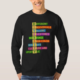 Camiseta Direitos Diversidade bondade Inclusão da Igualdade