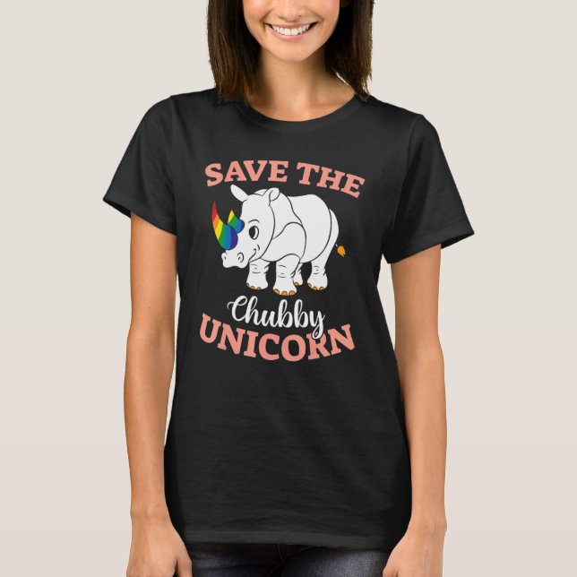 Camiseta Direitos Dos Animais Salvem Os Unicórdios Chubby (Frente)