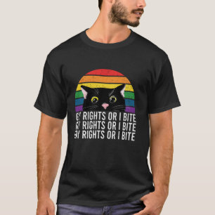 Camiseta Direitos Gay Ou Eu Mordo Gato Aliado LGBT Mês do O