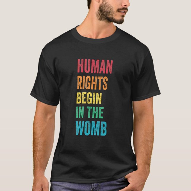 Camiseta Direitos Humanos Começam No Retro Da Mulher (Frente)