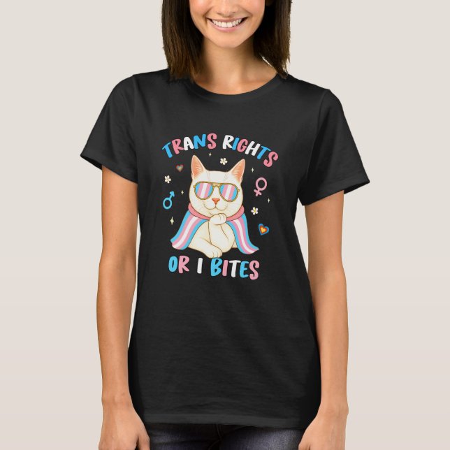 Camiseta Direitos Trans Ou Eu Morde Orgulho Transgênero LGB (Frente)
