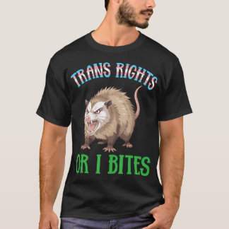 Camiseta Direitos Trans Ou Eu Mordisco Gambá Engraçado Tran