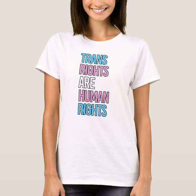 Camiseta Direitos trans são direitos humanos - cores trans  (Frente)