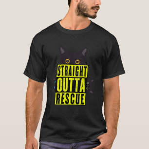 Camiseta Direto do Resgate Gato Preto Homens Mulheres Adole