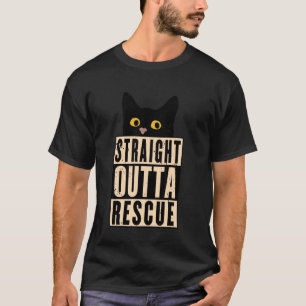 Camiseta Direto do Resgate Gato Preto Homens Mulheres Adole