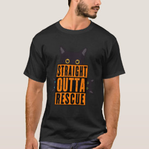 Camiseta Direto do Resgate Gato Preto Homens Mulheres Adole