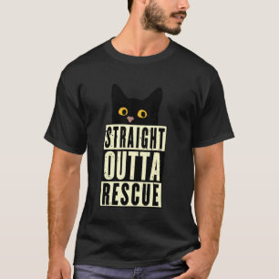 Camiseta Direto do Resgate Gato Preto Homens Mulheres Adole
