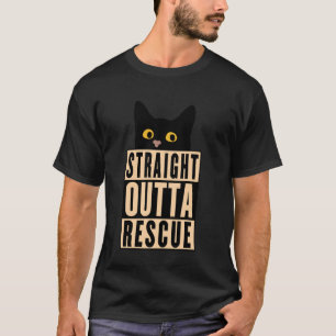 Camiseta Direto do Resgate Gato Preto Homens Mulheres Adole