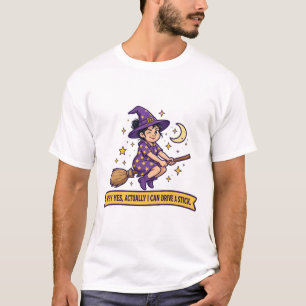 Camiseta Dirige um Pau de Feiticeira Engraçada Tipografia d