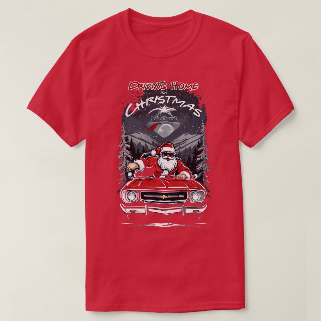 Camiseta Dirigindo para casa no Natal (Frente do Design)