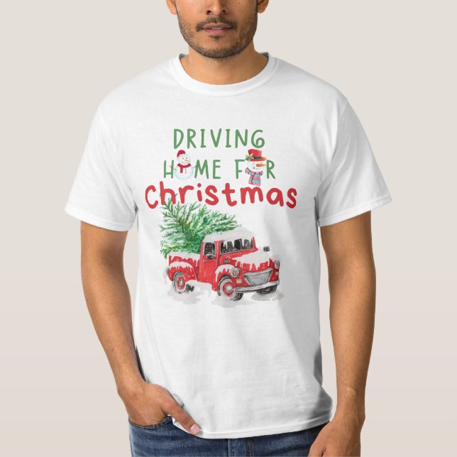 Camiseta Dirigindo para casa no Natal, Feliz Natal, Natal  (Frente)