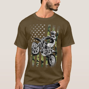 Camiseta Dirt Bike American Camo Flag Motocross Dirtbike Bi